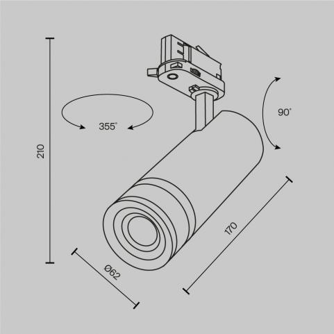 Трековый светильник Maytoni Technical Trinity  4000K Focus Zoom TR198-3-20W4K-Z-W