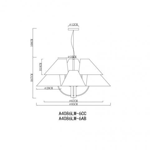 Светильник подвесной Arte Lamp Rondo A4086LM-6AB